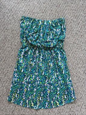 Lilly Pulitzer Strapless Teal & Green Printed Dress